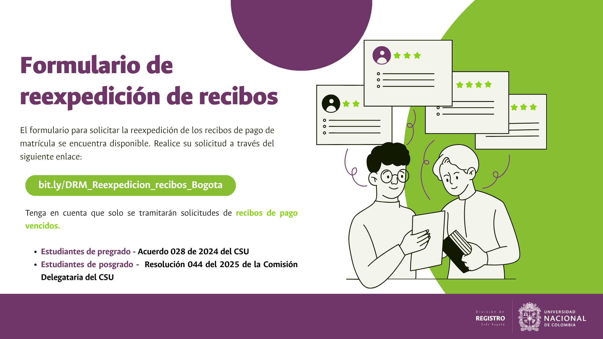 Formulario de reexpedición de recibos