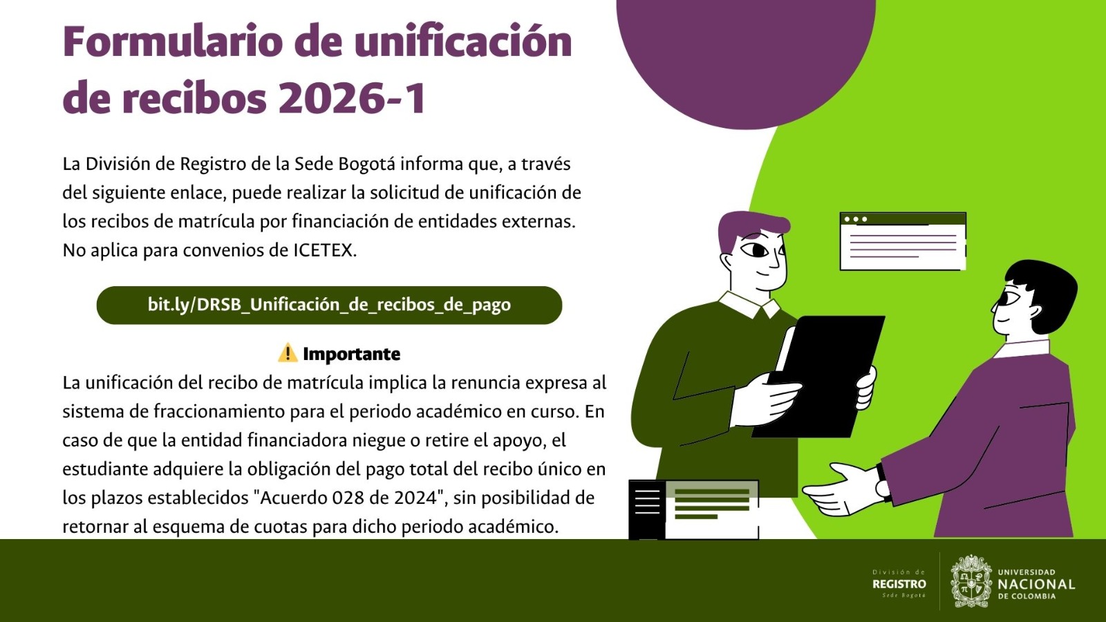 Unificación Recibos de Matrícula